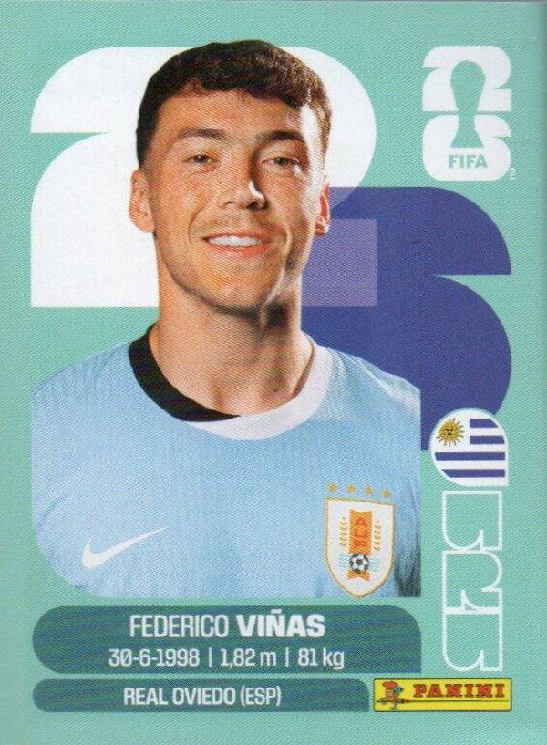 #URU 18: Federico Viñas (Uruguay) - Panini FIFA World Cup 2026 Canada, USA, Mexico. Standaard Editie