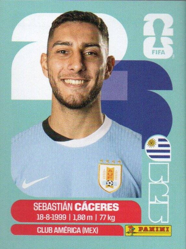 #URU 6: Sebastián Cáceres (Uruguay) - Panini FIFA World Cup 2026 Canada, USA, Mexico. Standaard Editie