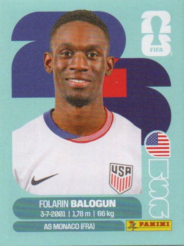 #USA 20: Folarin Balogun (USA) - Panini FIFA World Cup 2026 Canada, USA, Mexico. Standaard Editie