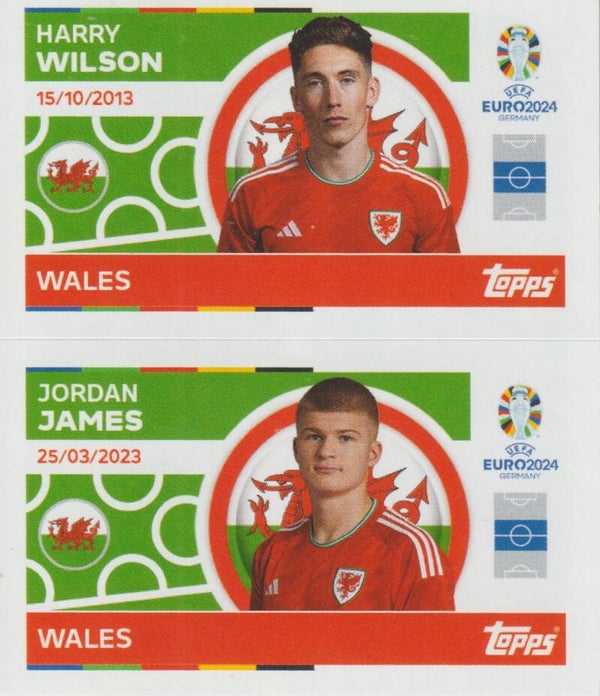 #WAL-10/WAL-11: HARRY WILSON / JORDAN JAMES (WALES) - TOPPS UEFA EURO 2024 GERMANY