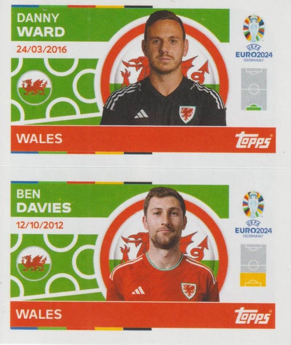 #WAL-2/WAL-3: DANNY WARD / BEN DAVIES (WALES) - TOPPS UEFA EURO 2024 GERMANY