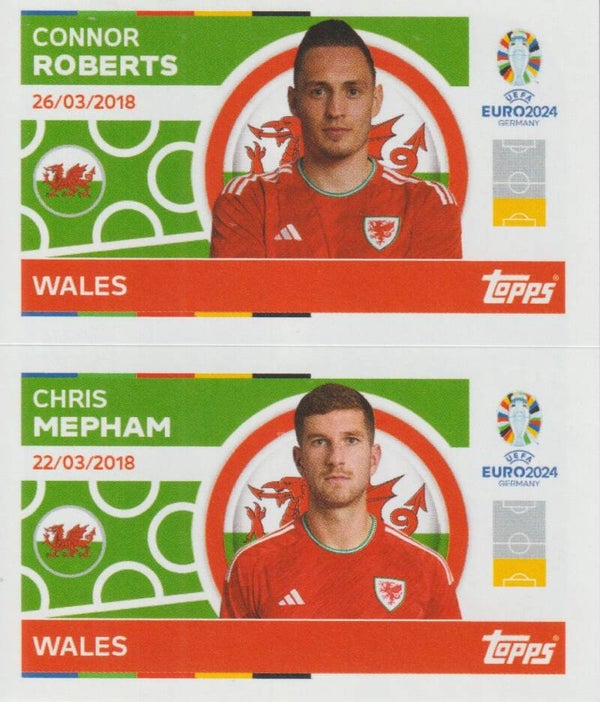 #WAL-6/WAL-7: CONNOR ROBERTS / CHRIS MEPHAM (WALES) - TOPPS UEFA EURO 2024 GERMANY