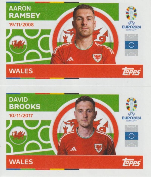 #WAL-8/WAL-9: AARON RAMSEY / DAVID BROOKS (WALES) - TOPPS UEFA EURO 2024 GERMANY