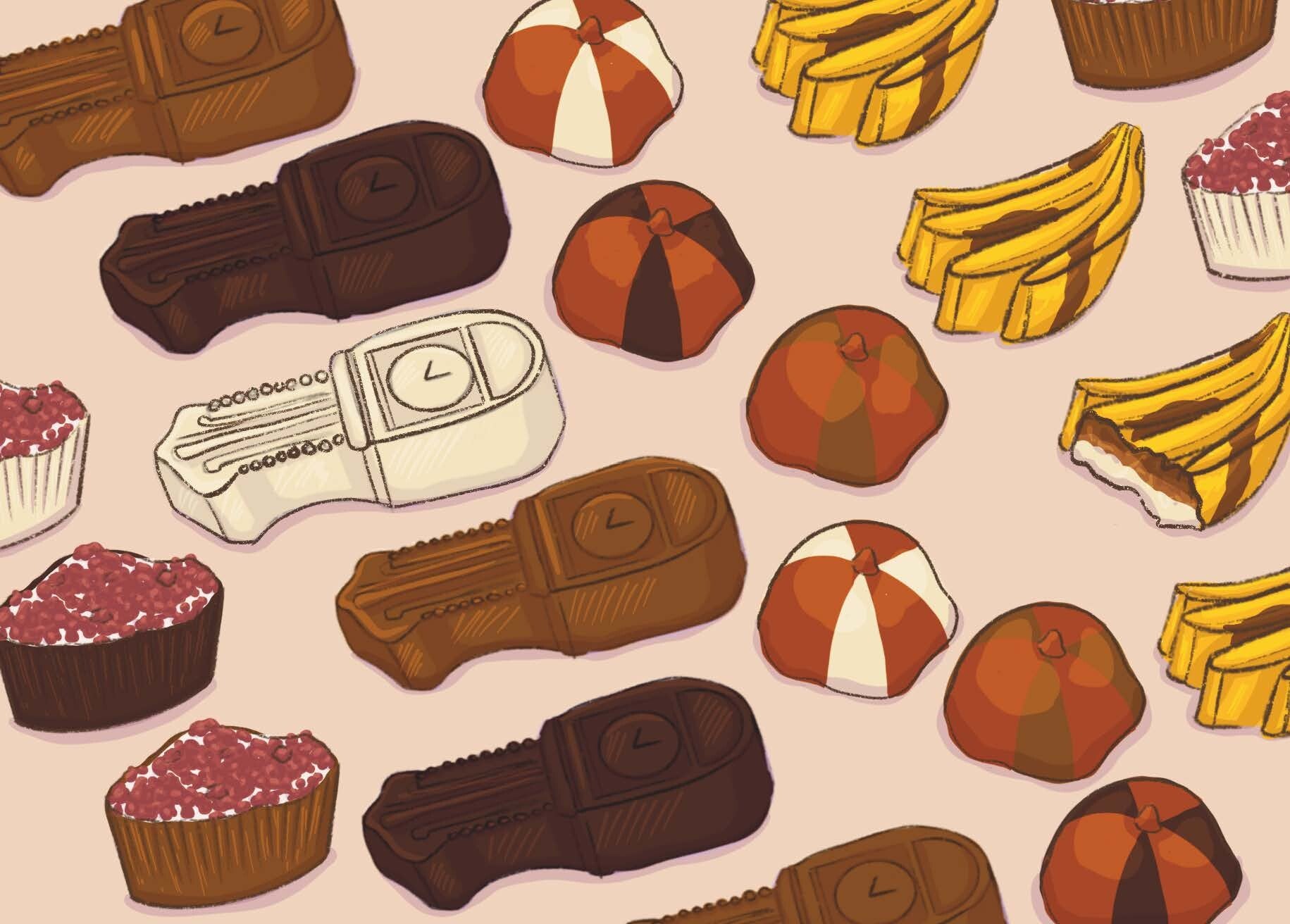 FT0010 I love chocolate - postcard - bonbons