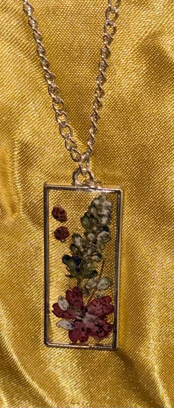 Resin Necklace with Real Dried Flowers
