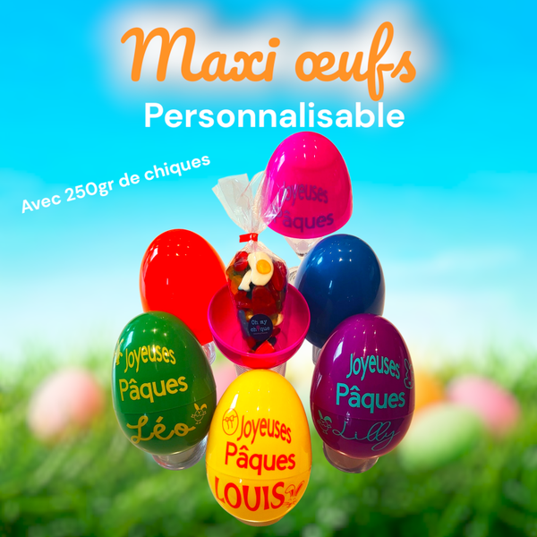 Maxi oeuf de pâques personnalisable avec chiques