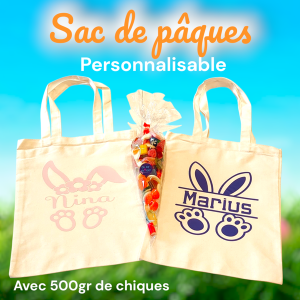 Sac en tissu personnalisé + sachet de chiques