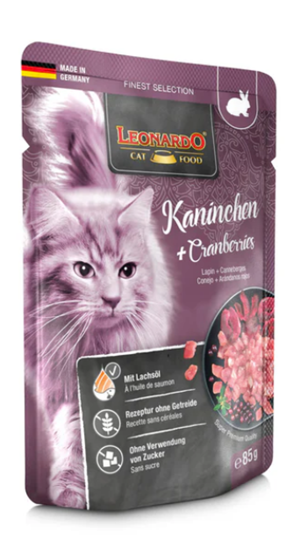 SACHETS LEONARDO 85 G LAPIN ET CANNEBERGES - 16 PCS