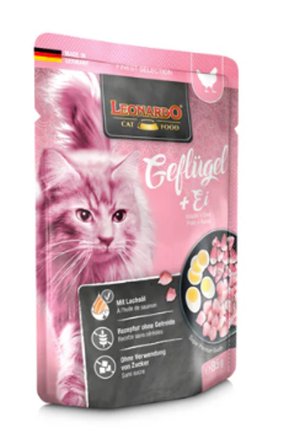 SACHETS LEONARDO 85 G VOLAILLE ET OEUF - 16 PCS