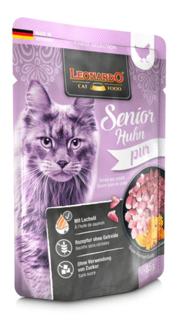 SACHET LEONARDO 85 G SENIOR PUR POULET - 16 PCS