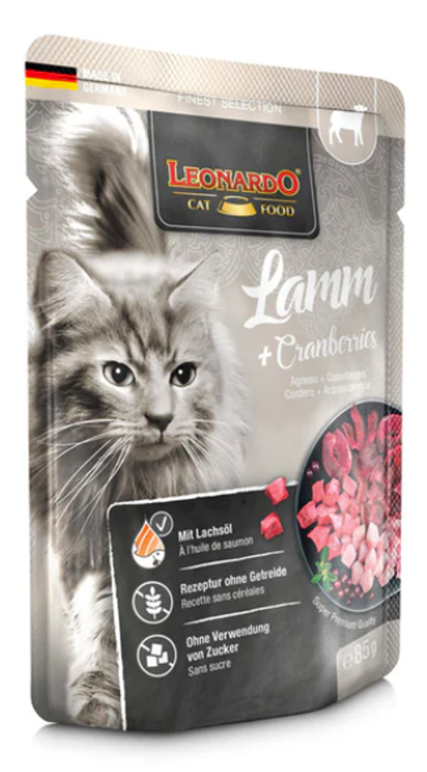 SACHETS LEONARDO 85 G AGNEAU ET CANNEBERGES - 16 PCS