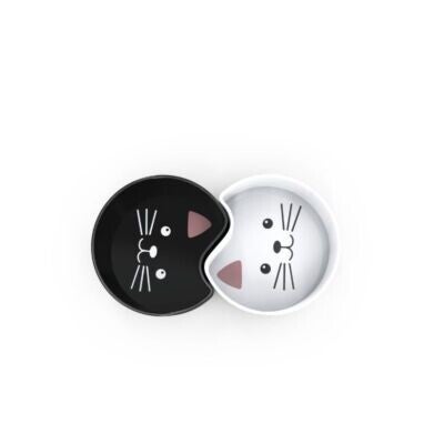 BUBIMEX BOL CÉRAMIQUE DOUBLE TÊTE DE CHAT 2X150ML, gamelle