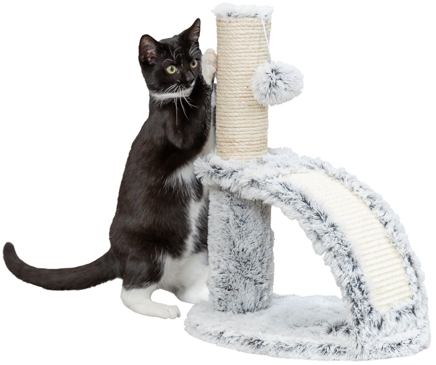 Junior arbre à chat Winnie avec brosse, 43cm, blanc-noir
