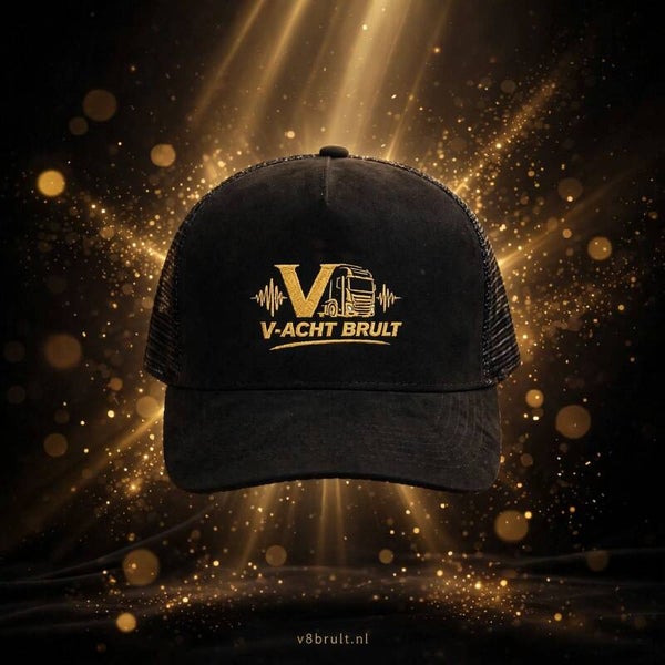 ZWARTE GAAS TRUCKER CAP – V-ACHT BRULT 🖤💛