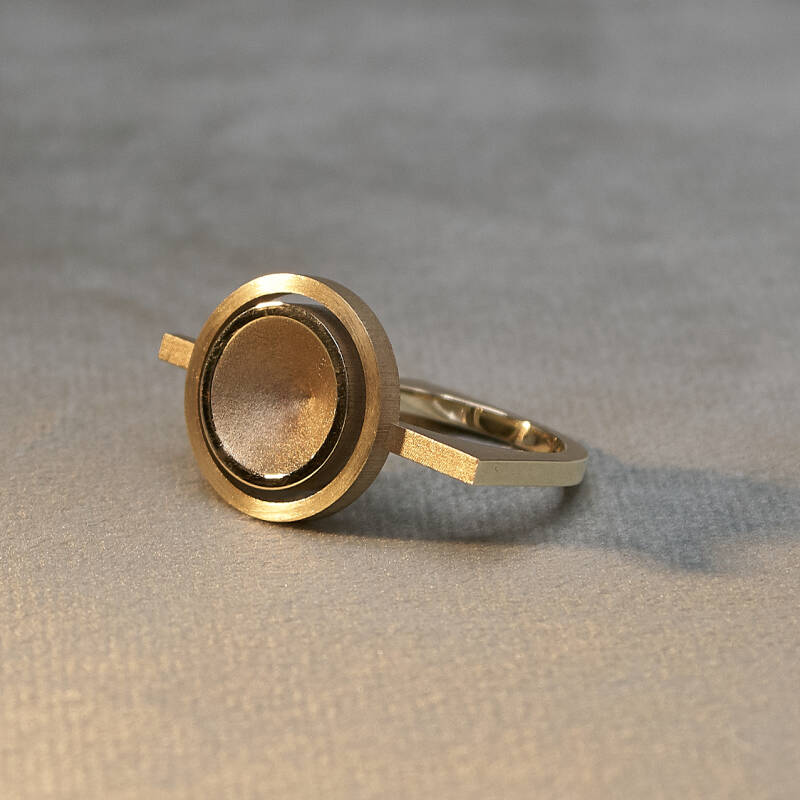 14 karaat geel gouden ring Cirles of life