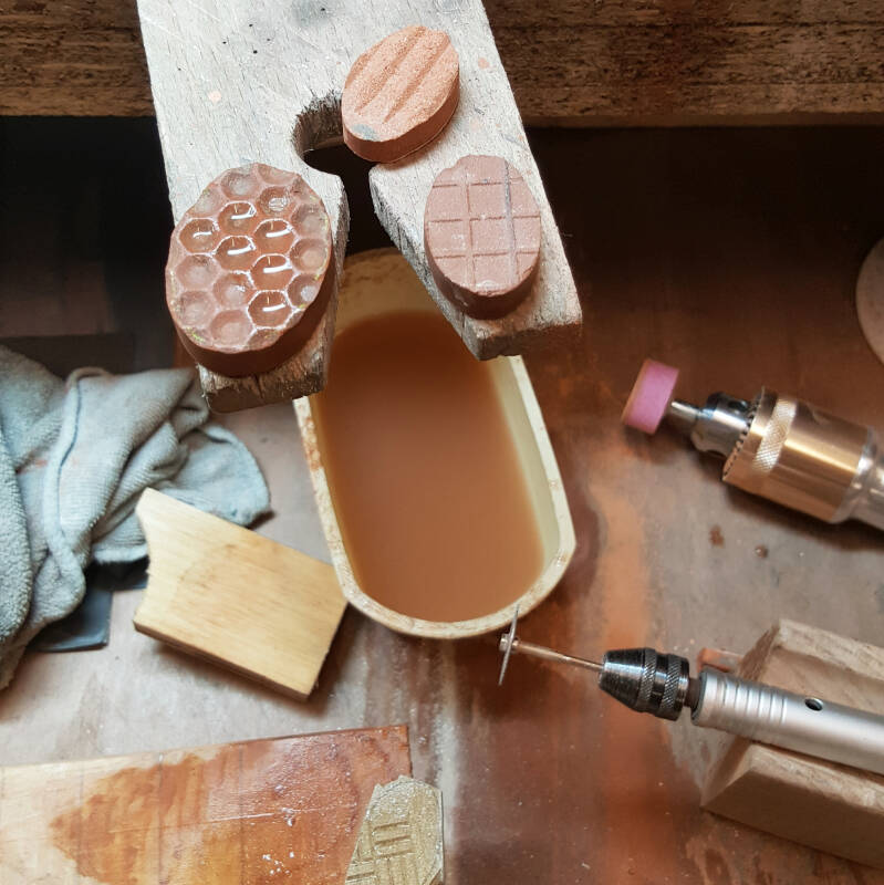 cabochons ground out of recycled ceramic tiles