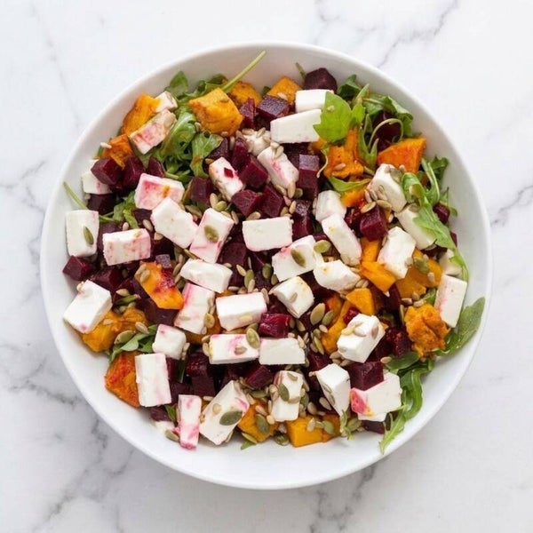 Pumpkin, feta & beetroot salad