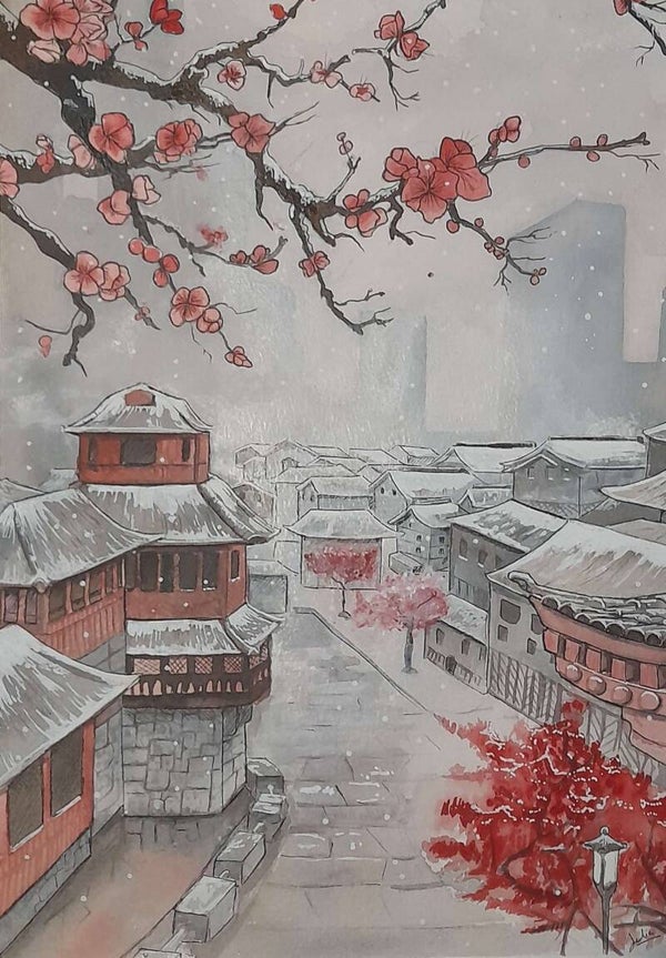 Village au premières neiges