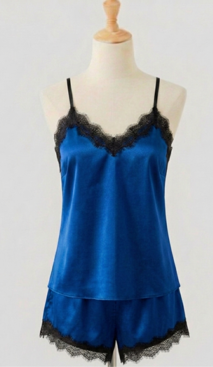 Pijama Encaje Azul Eléctrico