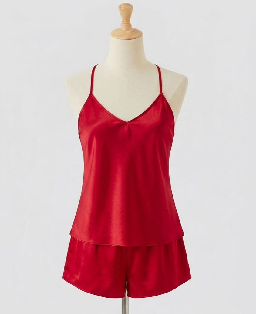 Pijama Liso Corto Rojo