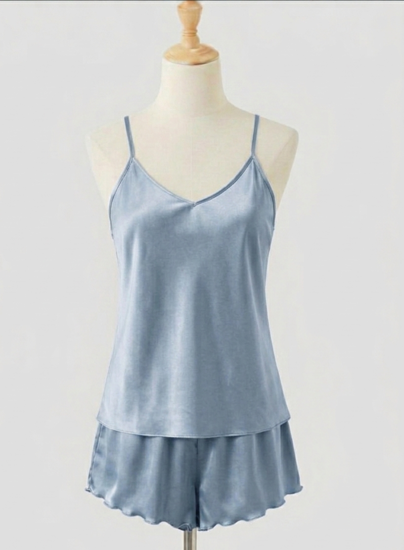 Pijama Liso Corto Azul
