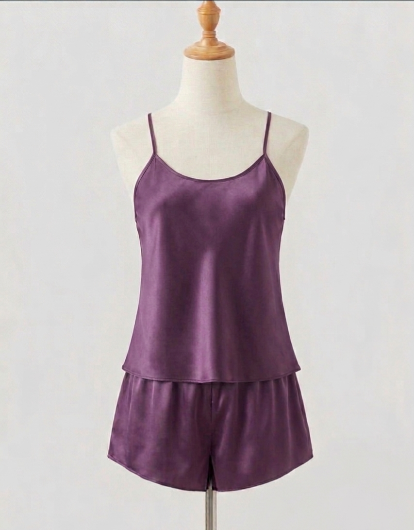 Pijama Liso Corto Morado