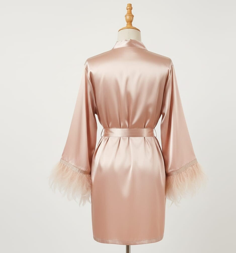 Bata de Plumas Champán