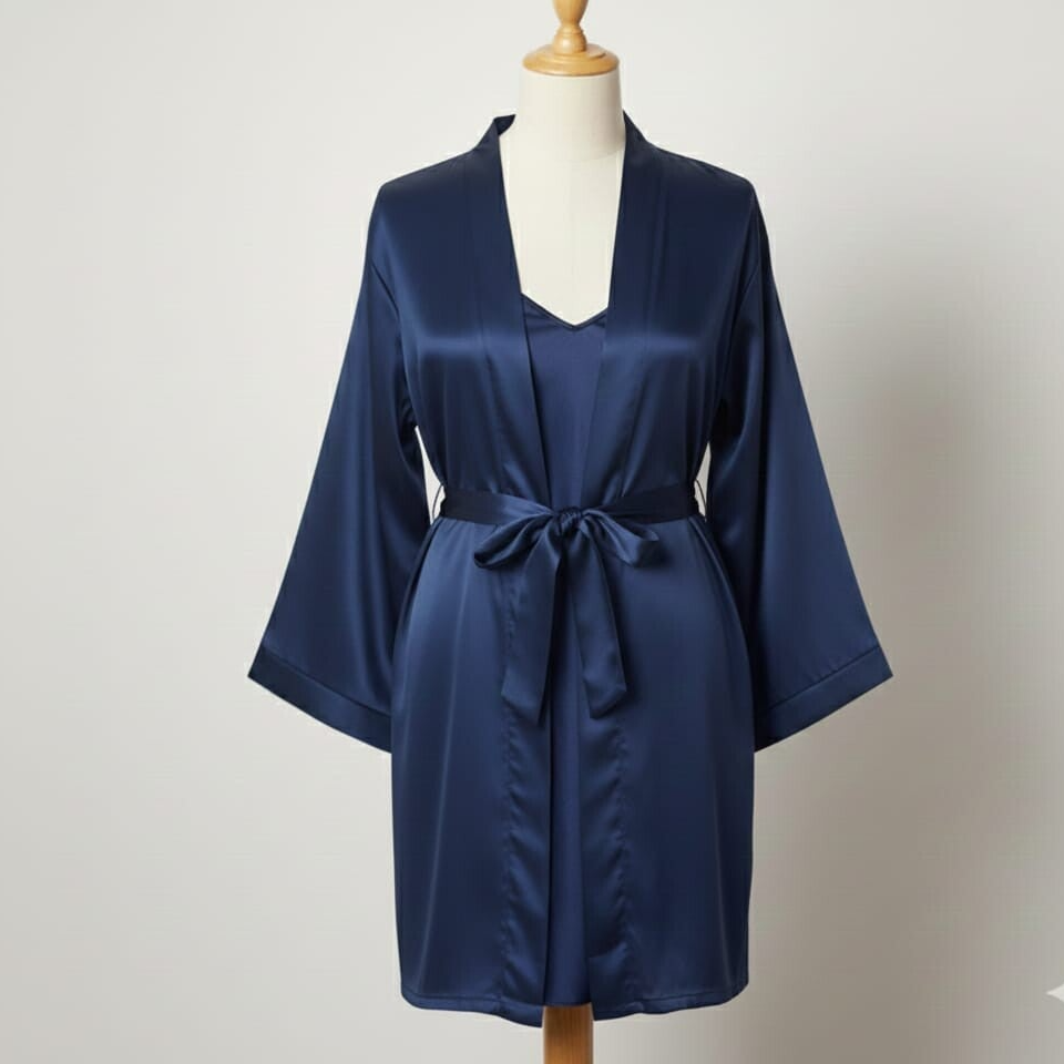 Set Bata Lisa  Azul con Camisón o Pijama