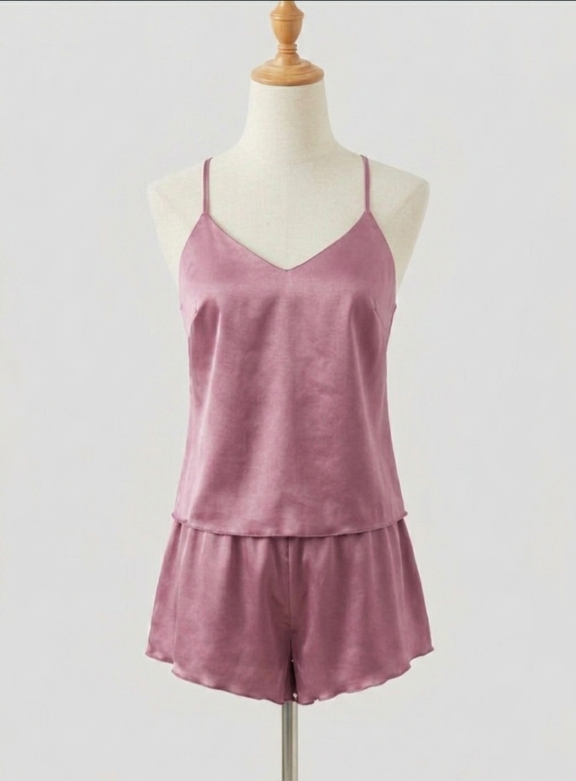 Pijama Liso Corto Malva