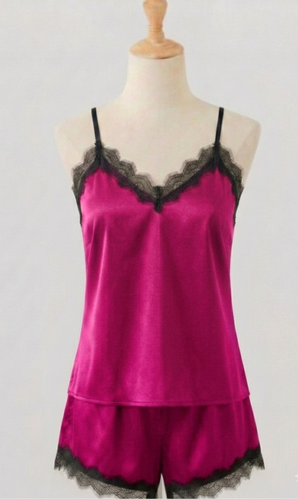 Pijama Encaje Fucsia