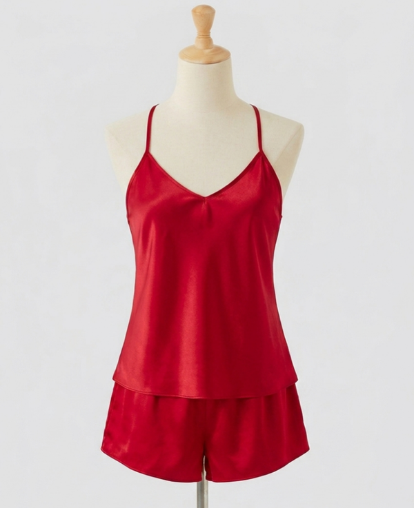 Pijama Liso Corto Rojo