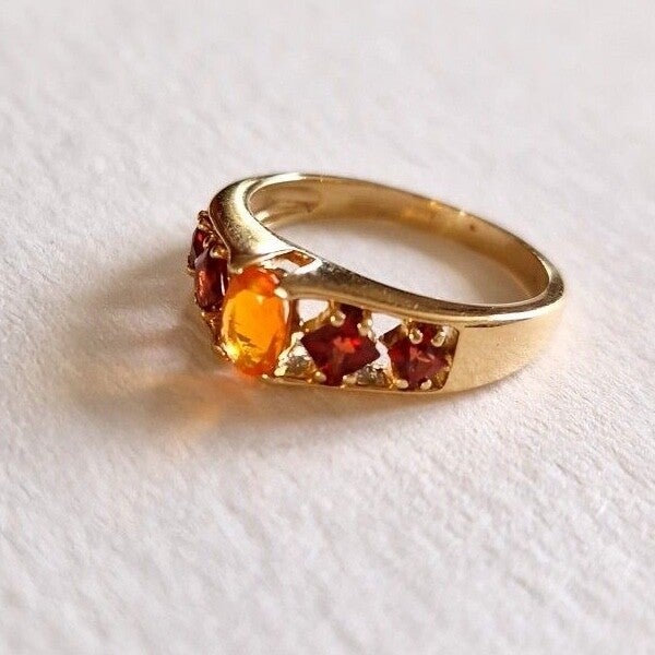 The Fire Opal and squared Garnets