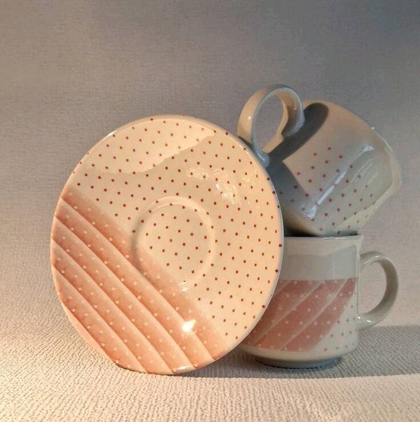 Vintage edit Breakfast Club | Pink dots & stripes coffee