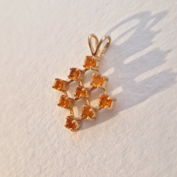 The fire opal checkers pendant