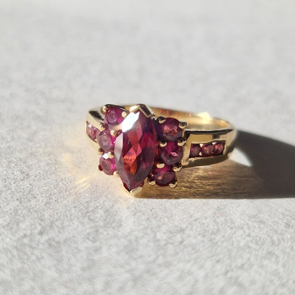 The bold and gold garnet marquise ring