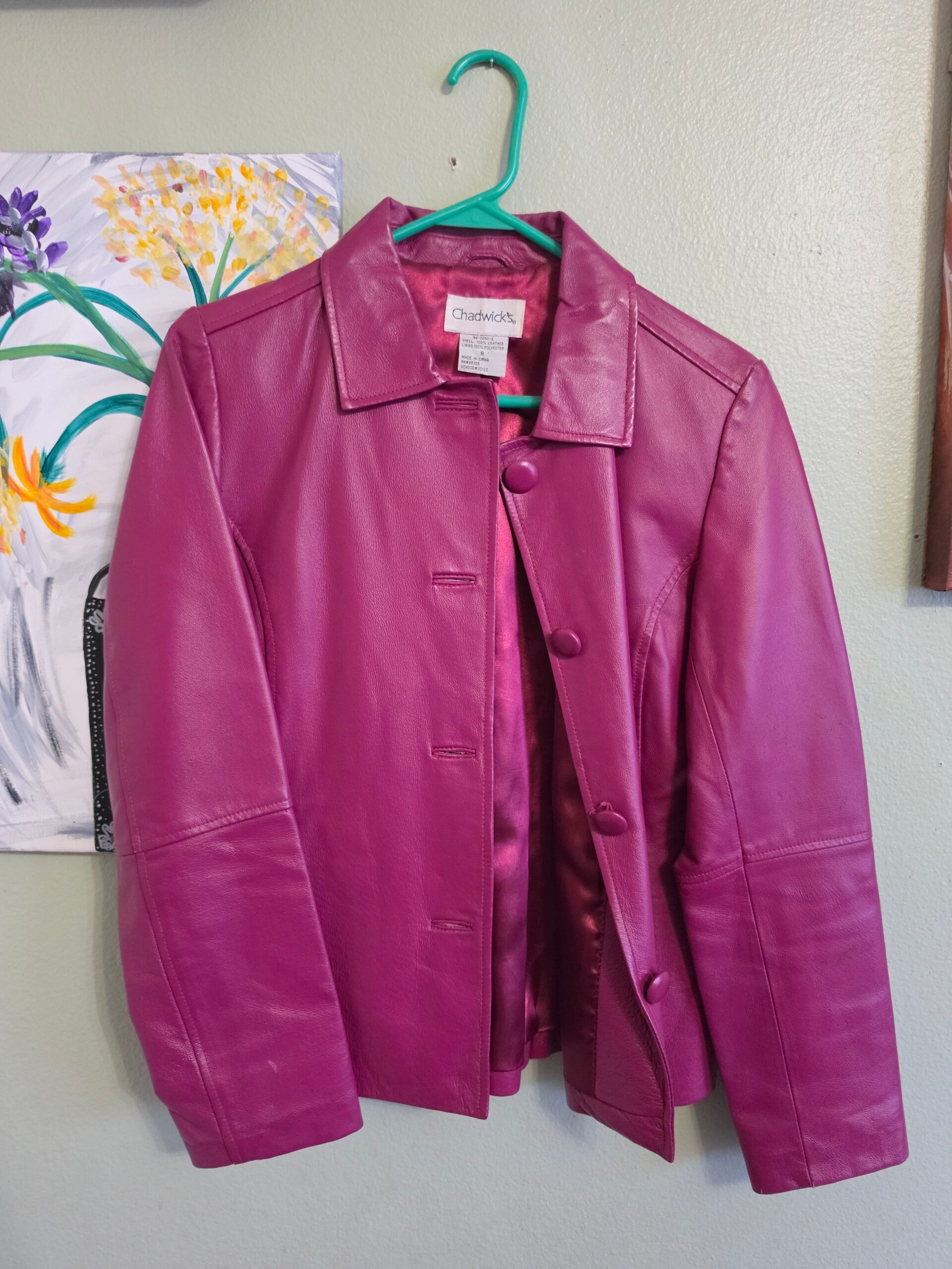 Pink Faux Leather Jacket