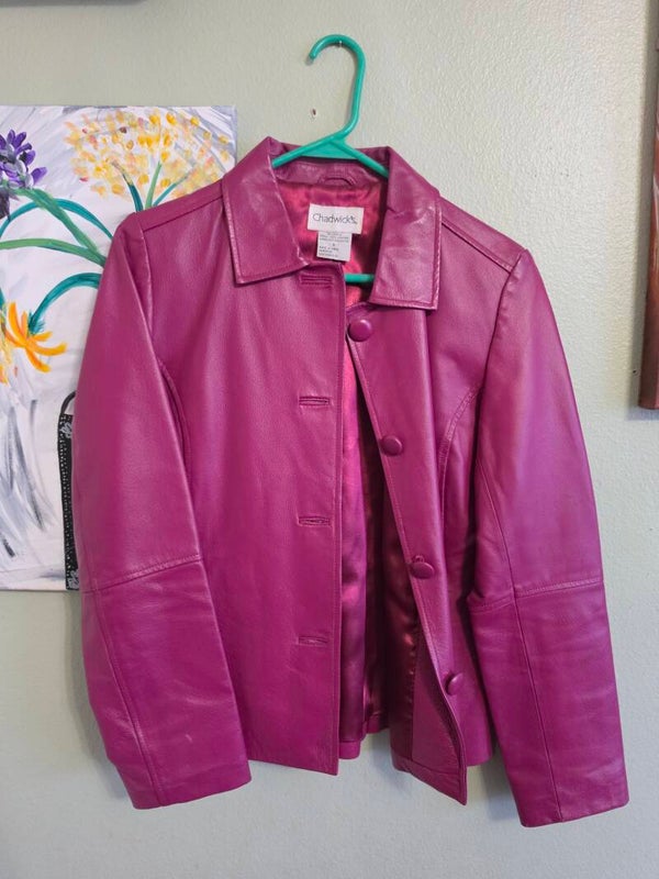 Pink Faux Leather Jacket