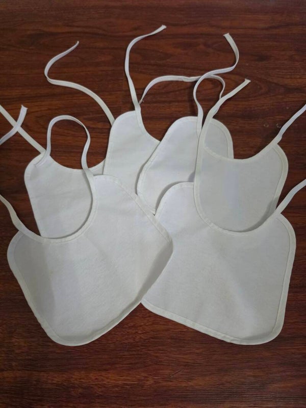 Set of 5 White Baby Bibs