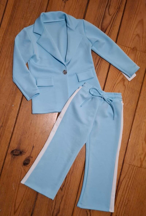 Lichtblauw blazer pak