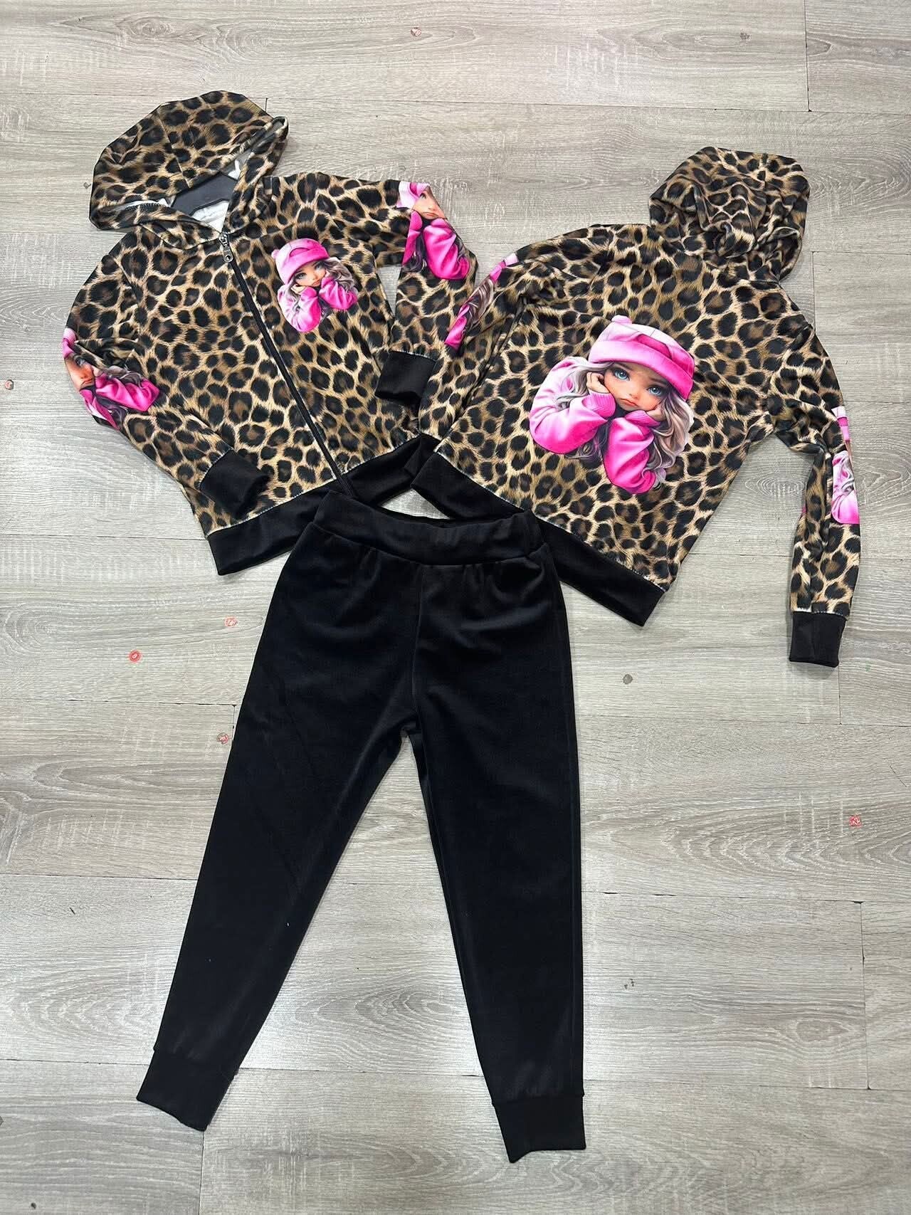 Zachte velourse panter set