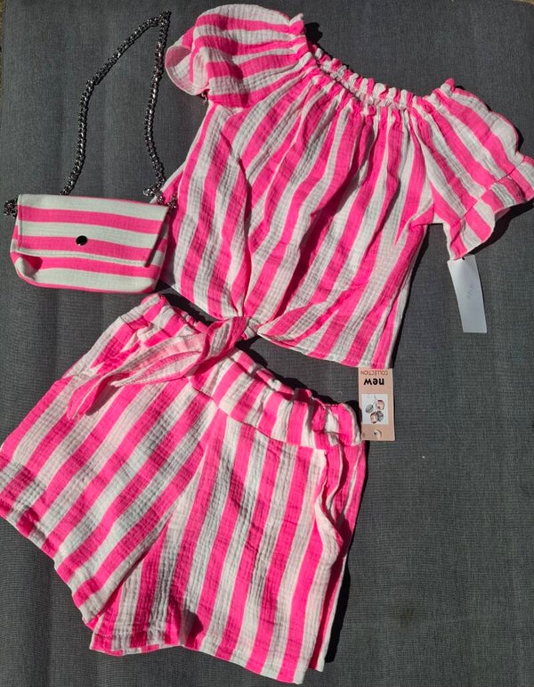 Gestreepte set met tas