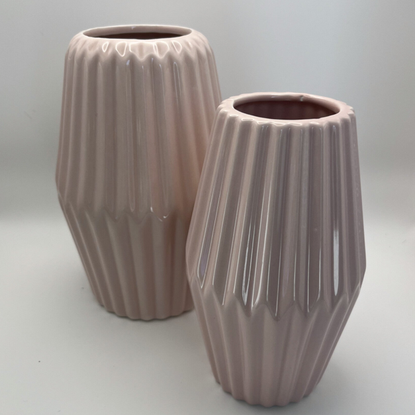 Keramikvase rautenförmig 2er-Ser rosa