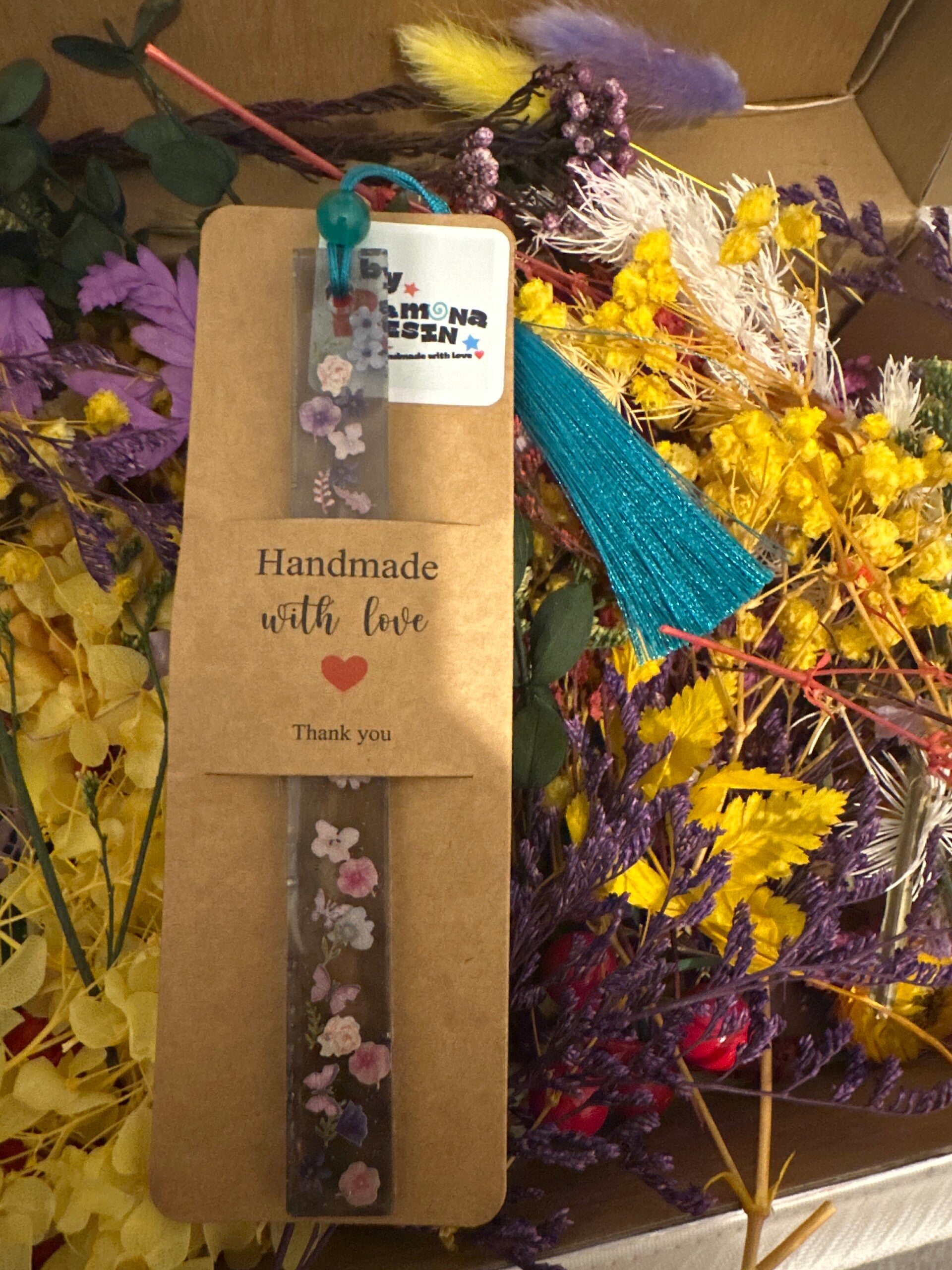 Handcrafted floral book signs