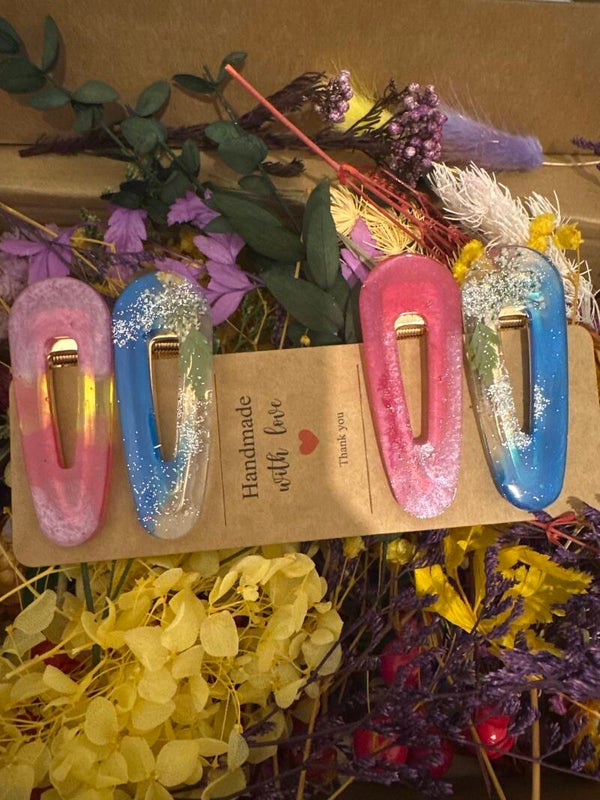 Handcrafted floral hair clips