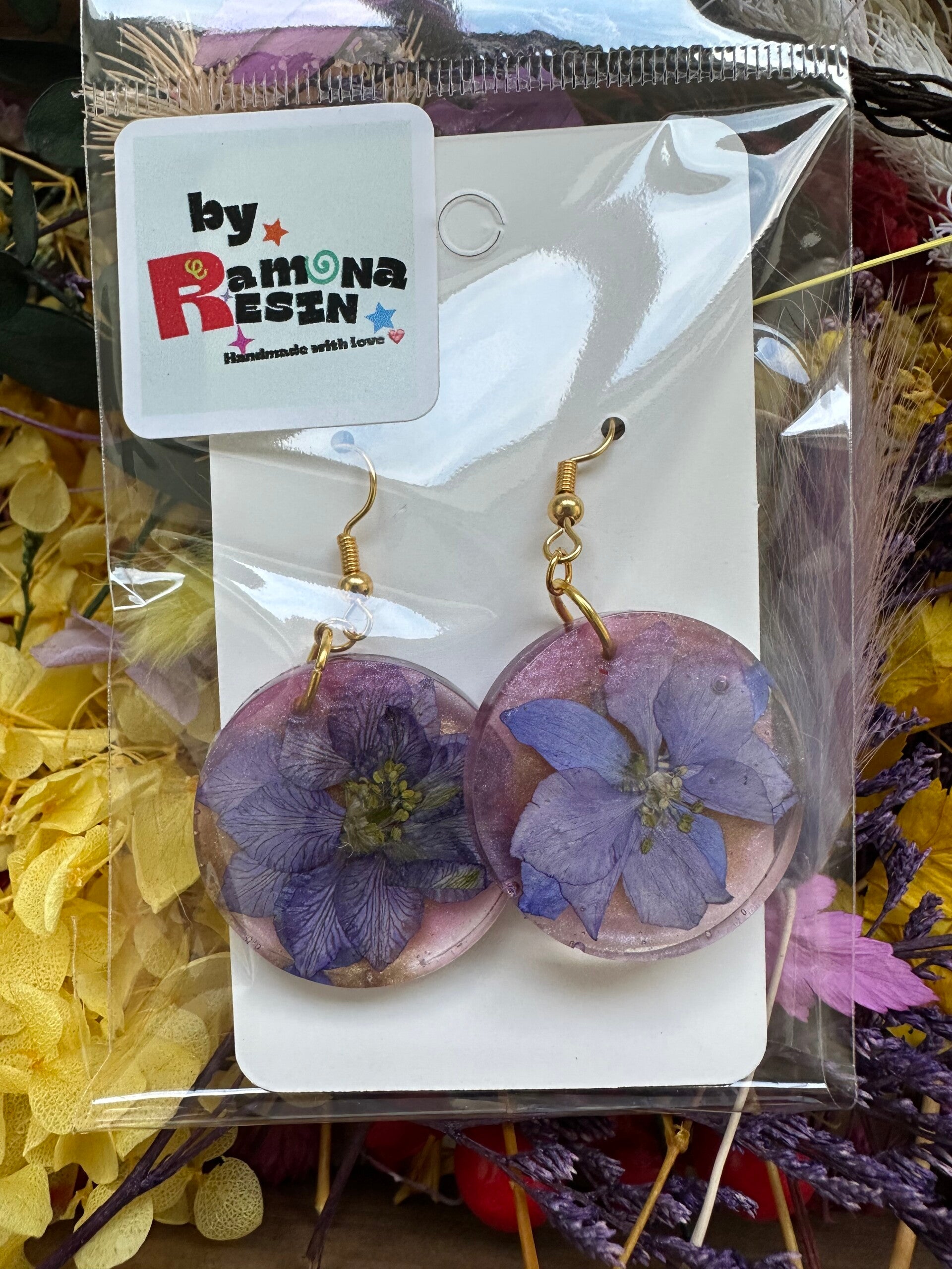 Floral or colourful medium handmade earrings