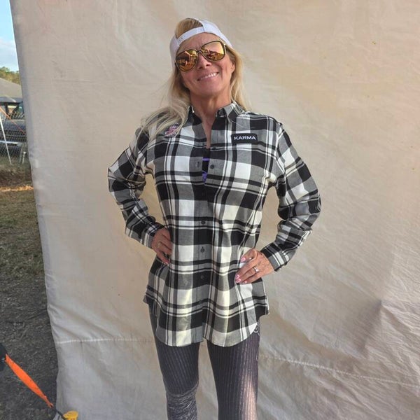 Womens Flannel White/Black