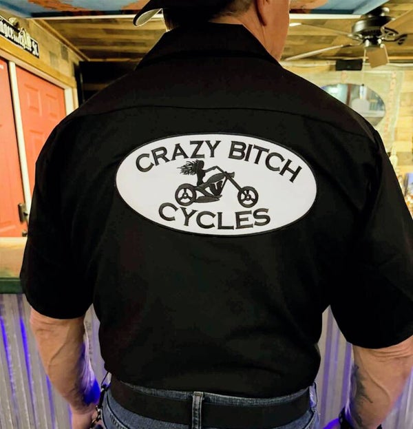 Men's Black Shop Shirts, Crazy Bitch Cycles or Baggers