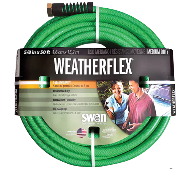 Swan Weatherflex™ Medium Duty Garden Hoses, Vinyl, 5/8" dia. x 50'
