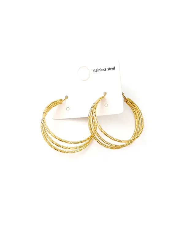 Σκουλαρίκια Κρίκοι με Τριπλό Στριφτό Σχέδιο JN-S139-35M