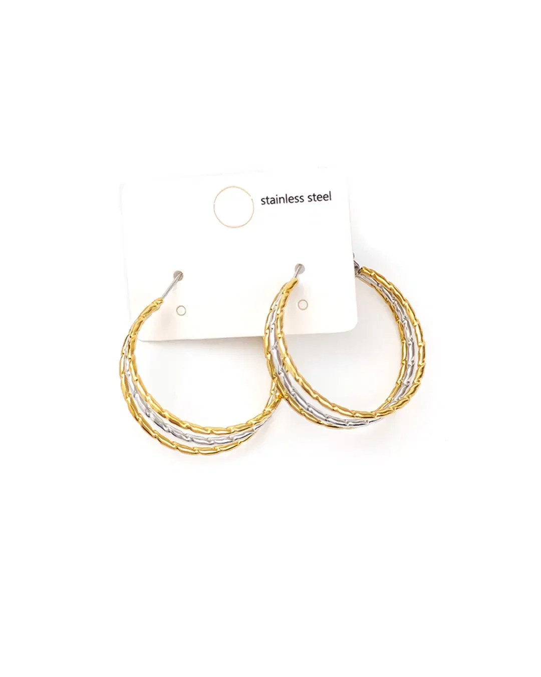 Σκουλαρίκια Κρίκοι με Τριπλό Στριφτό Σχέδιο JN-S139-35M